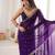 Purple tissue satin embroidered saree with unstitched blouse piece.