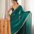 Rama tissue satin embroidered saree with unstitched blouse piece.