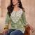 Women’s green viscose rayon solid embroidered regular top | stylish ethnic wear for women