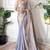 Lilac tissue satin sequins saree with unstitched blouse piece.
