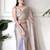 Lilac tissue satin sequins saree with unstitched blouse piece.