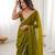 Mehendi tissue satin sequins saree with unstitched blouse piece.