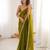 Mehendi tissue satin sequins saree with unstitched blouse piece.