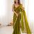 Mehendi tissue satin sequins saree with unstitched blouse piece.