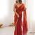 Orange tissue satin sequins saree with unstitched blouse piece.