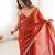 Orange tissue satin sequins saree with unstitched blouse piece.