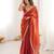 Orange tissue satin sequins saree with unstitched blouse piece.