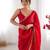 Red tissue satin sequins saree with unstitched blouse piece.