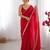 Red tissue satin sequins saree with unstitched blouse piece.