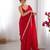 Red tissue satin sequins saree with unstitched blouse piece.
