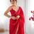 Red tissue satin sequins saree with unstitched blouse piece.