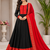 black color rich red-gold zari border with traditional motifs silk blend gown set