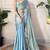 Sky blue tissue satin sequins saree with unstitched blouse piece.