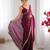 Wine tissue satin sequins saree with unstitched blouse piece.