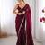 Wine tissue satin sequins saree with unstitched blouse piece.