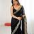 Black tissue satin sequins saree with unstitched blouse piece.
