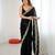Black tissue satin sequins saree with unstitched blouse piece.
