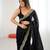 Black tissue satin sequins saree with unstitched blouse piece.