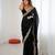 Black tissue satin sequins saree with unstitched blouse piece.