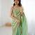 Green tissue satin sequins saree with unstitched blouse piece.