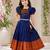 Blue cotton narayan pet zari weaving boarder lehenga choli for kids