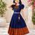 Blue cotton narayan pet zari weaving boarder lehenga choli for kids