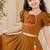 Mustard cotton narayan pet zari weaving boarder lehenga choli for kids