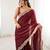 Maroon tissue satin sequins saree with unstitched blouse piece.