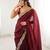 Maroon tissue satin sequins saree with unstitched blouse piece.