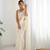 Cream georgette sequins saree with unstitched blouse piece.