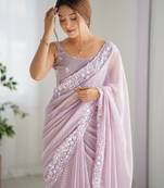 Lialc georgette sequins saree with unstitched blouse piece.