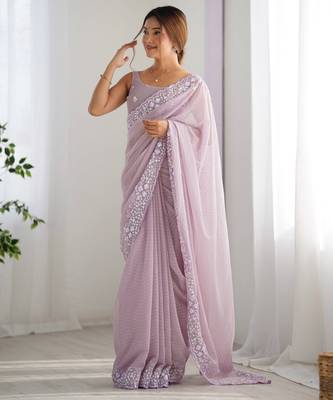 Lialc georgette sequins saree with unstitched blouse piece. 2