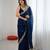 Navy blue tissue satin sequins saree with unstitched blouse piece.