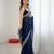 Navy blue tissue satin sequins saree with unstitched blouse piece.