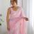 Pink georgette sequins saree with unstitched blouse piece.