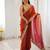 Orange tissue satin sequins saree with unstitched blouse piece.