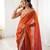 Orange tissue satin sequins saree with unstitched blouse piece.