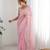 Pink georgette sequins saree with unstitched blouse piece.