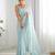 Sky blue georgette sequins saree with unstitched blouse piece.