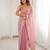 Pink tissue satin sequins saree with unstitched blouse piece.
