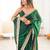 Green tissue satin solid saree with unstitched blouse piece.