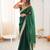 Green tissue satin solid saree with unstitched blouse piece.