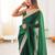 Green tissue satin solid saree with unstitched blouse piece.