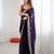 Purple tissue satin sequins saree with unstitched blouse piece.