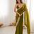Olive tissue satin solid saree with unstitched blouse piece.