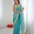 Sky blue tissue satin sequins saree with unstitched blouse piece.