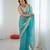 Sky blue tissue satin sequins saree with unstitched blouse piece.