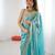 Sky blue tissue satin sequins saree with unstitched blouse piece.