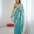 Sky blue tissue satin sequins saree with unstitched blouse piece.