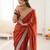 Oeange tissue satin solid saree with unstitched blouse piece.